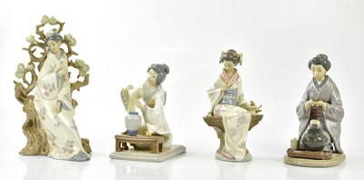 Lot 2198 - LLADRO; four figures of Geisha girls including...