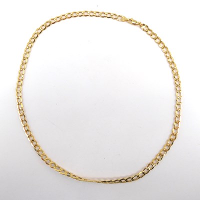 Lot 977 - A 9ct bright gold flat curb necklace