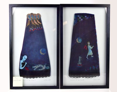 Lot 1502 - ELIZABETH TARR; a pair of stitched textile...