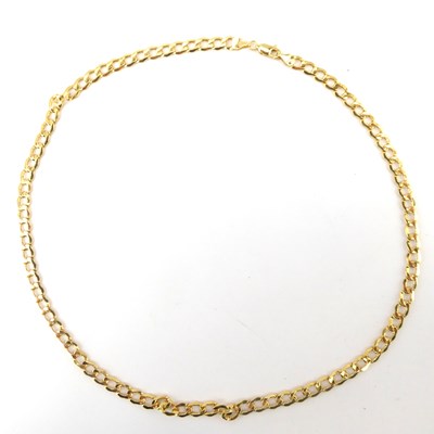 Lot 978 - A 9ct bright gold flat curb necklace