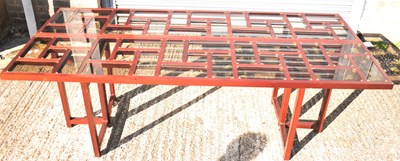 Lot 34 - A modern Chinese hardwood rectangular folding...