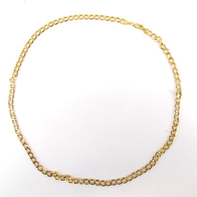 Lot 974 - A 9ct gold flat curb necklace