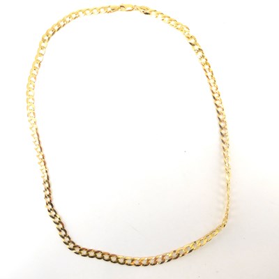 Lot 961 - A 9ct gold flat curb necklace
