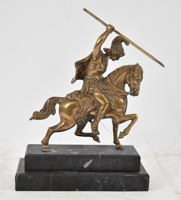 Lot 514 - A brass model of a gladiator on horseback on...