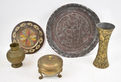 Lot 647 - Four pieces of Eastern metalware including a...