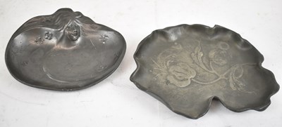 Lot 524 - Two small pewter Art Nouveau dishes, largest...