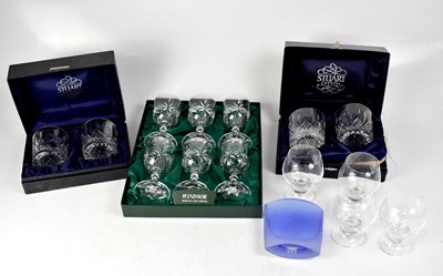 Lot 189 - A boxed set of six Windsor hand cut lead crystal wine glasses