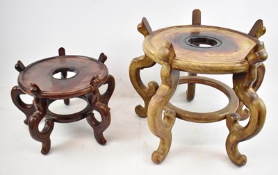 Lot 648 - Two contemporary Chinese hardwood jardinière...