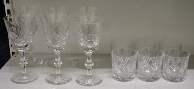 Lot 599 - A set of six cut glass tumblers and matching...