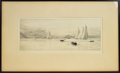 Lot 229 - W L WYLLIE; a 19th century etching, yachting...
