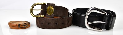 Lot 957 - RALPH LAUREN; a brown suede thick leather belt...