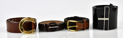 Lot 976 - ARMANI JEANS; a wide patent leather waist belt...