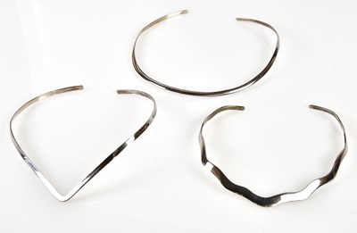 Lot 860 - Three sterling silver choker necklaces, all...
