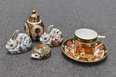 Lot 554 - ROYAL CROWN DERBY; two paperwieghts modelled...