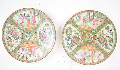 Lot 639 - A pair of Chinese Canton Famille Rose plates,...