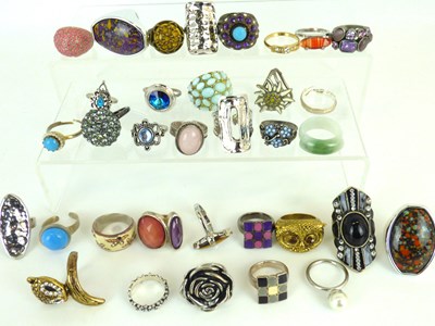 Lot 874 - Thirty-four various silver and other fashion rings