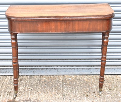 Lot 84 - A late 19th century mahogany fold over card...