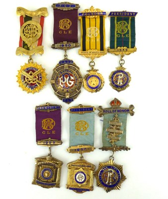 Lot 144 - Nine silver and silver gilt Royal Order of Buffalo jewels