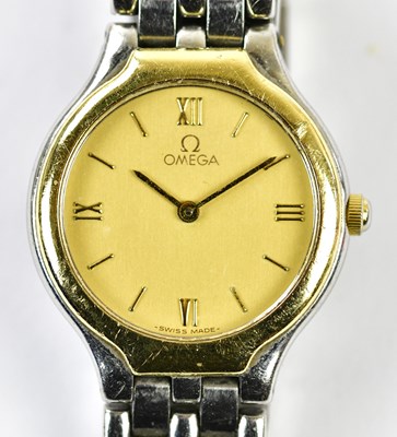 Lot 2933 - OMEGA; a lady's stainless steel wristwatch...
