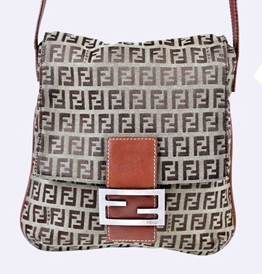 Lot 888 - FENDI; a monogrammed cloth crossbody handbag...