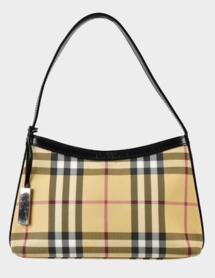 Lot 889 - BURBERRY; a Nova Check and black leather...