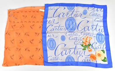 Lot 943 - CARTIER; a 100% silk blue neckerchief with...