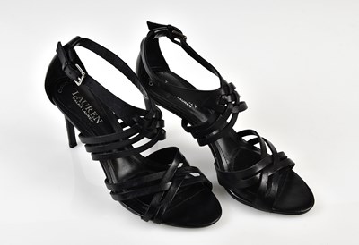 Lot 1059 - RALPH LAUREN; a pair of black calfskin leather...