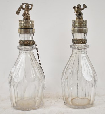 Lot 716 - A pair of Russian silver mounted cut glass...