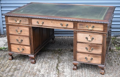 Lot 14 - An early 20th century mahogany twin pedestal...