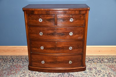 Lot 6589 - A victorian mahogany bowfronted chest, with...