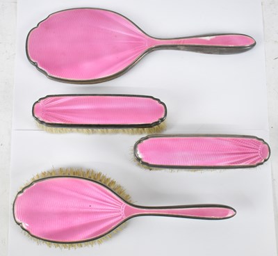 Lot 728 - A George V Art Deco hallmarked silver and pink...