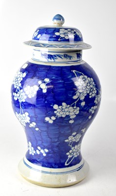 Lot 366 - A 19th century Chinese blue and white baluster vase with cover