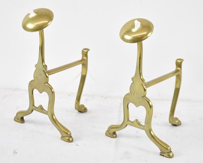 Lot 527 - A pair of brass fire dogs, height 24.5cm.