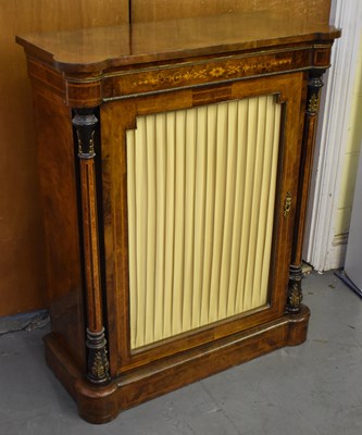 Lot 7 - A Victorian inlaid walnut side cabinet with...