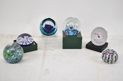 Lot 582 - Six various glass paperweights including...