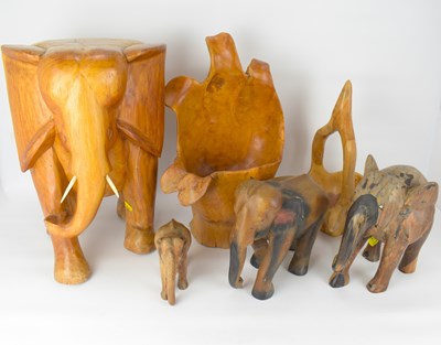 Lot 130 - Six African carved wood items, to include an...
