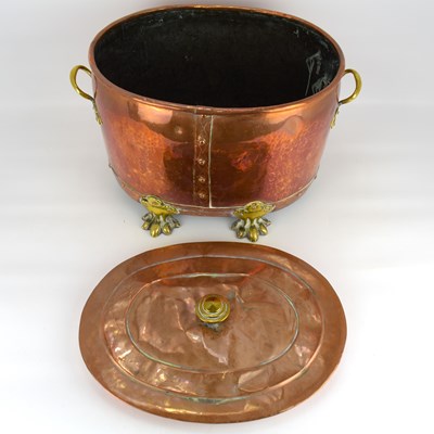 Lot 645 - A 19th century copper and brass coal bucket of...