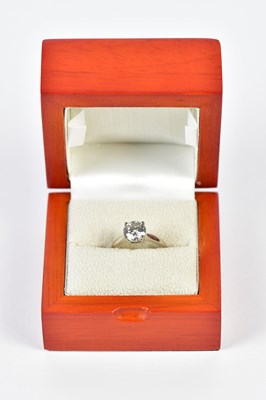 Lot 34 - An 18ct white gold single stone diamond...