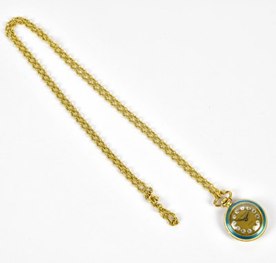 Lot 2986 - A yellow metal chain suspending a yellow metal...