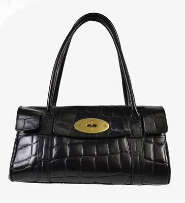 Lot 868 - MULBERRY; a black embossed crocodile leather...