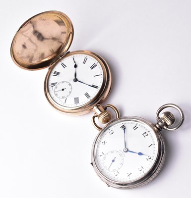 Lot 3013 - A gold plated crown wind full hunter pocket...