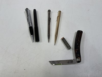 Lot 54 - A silver propelling pencil, vintage pen, two...