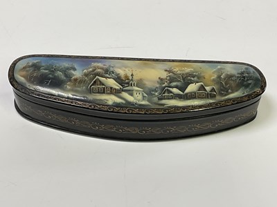 Lot 41 - A Russian lacquered box featuring a...
