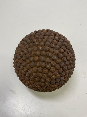 Lot 19 - Three antique French Pétanque boules with iron...