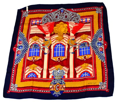 Lot 933 - MUST DE CARTIER; a 100% silk gold, red, cream...