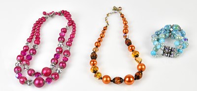 Lot 859 - VENDOME; a vintage pink crystal and faux pearl...