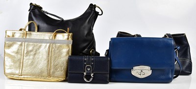 Lot 913 - OSPREY; a blue pebbled leather shoulder bag...