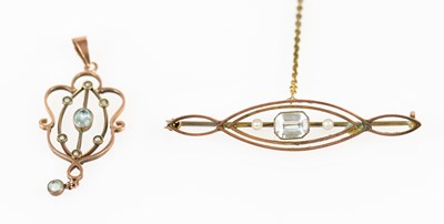 Lot 614 - A 9ct yellow gold pearl set brooch and a...