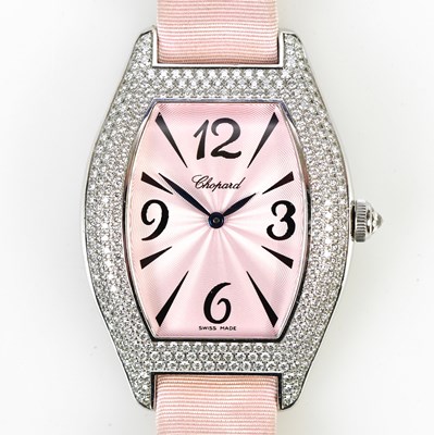 Lot 2852 - CHOPARD; an 18ct white gold pink dial and...