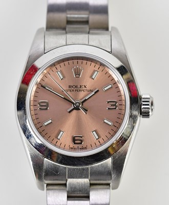 Lot 2855 - ROLEX; a lady's stainless steel Oyster...